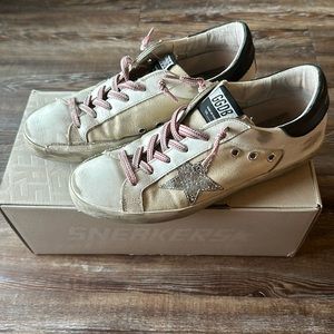 Authentic Golden Goose Superstar Beige Canvas Sequin women 40 incl box / receipt